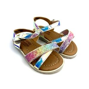 Baby Sandals Shoes Size 5 Girls Sparkly Glitter Adjustable Straps Summer Kids